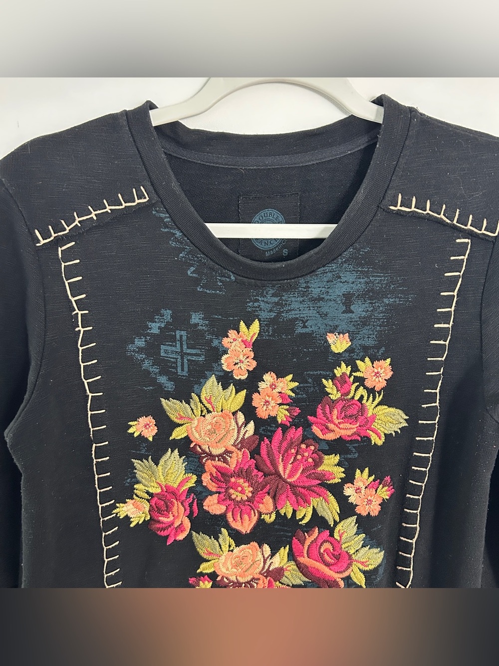 Double D Ranch Embroidered Floral Sweatshirt Untamed Territory Black Size Small - Picture 3 of 14